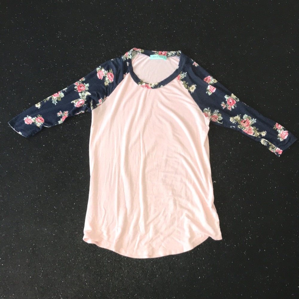 Light pink shirt with floral sleeves